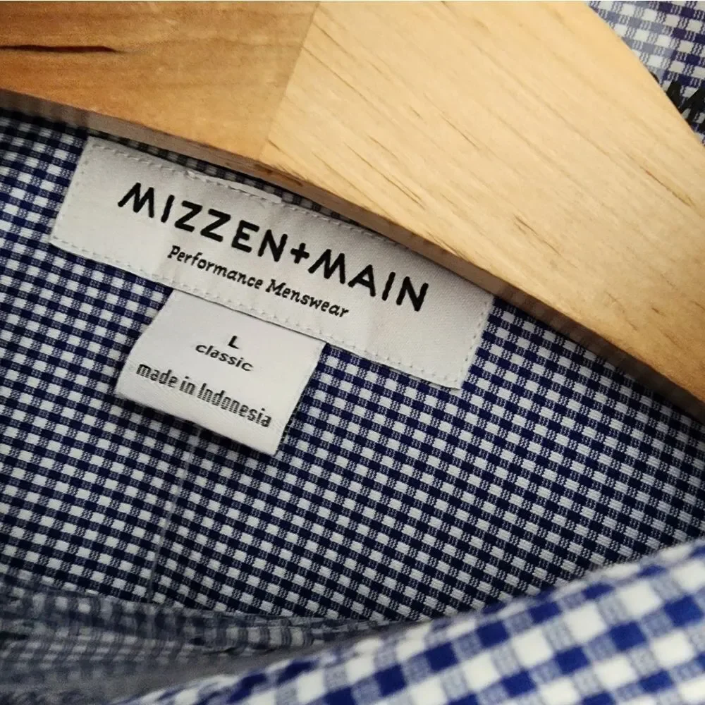 Mizzen+Main Navy Micro-Check Dress Shirt